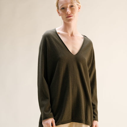 Cashmere Mix Maxi V Neck (3D - Knit)