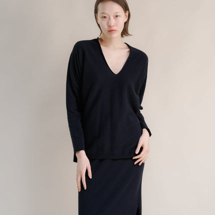 Cashmere Mix Maxi V Neck (3D - Knit)