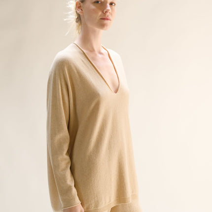 Cashmere Mix Maxi V Neck (3D - Knit)