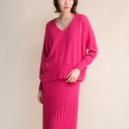 Cashmere Mix Maxi V - Neck Sweater