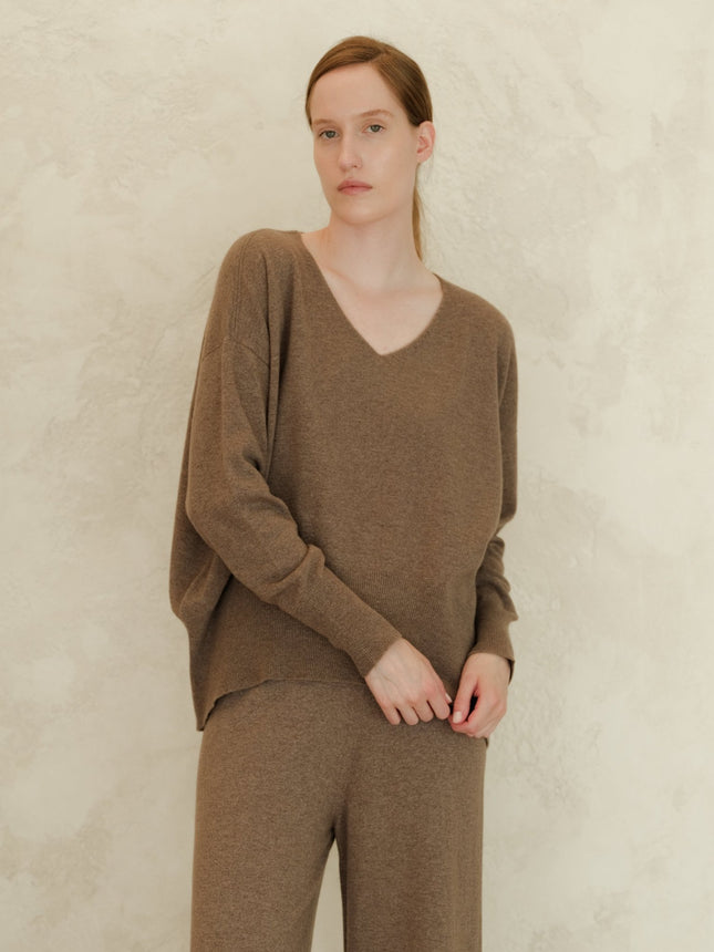 Cashmere Mix Maxi V - Neck Sweater