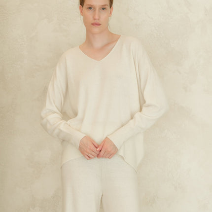 Cashmere Mix Maxi V - Neck Sweater