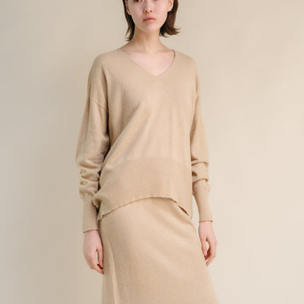 Cashmere Mix Maxi V - Neck Sweater
