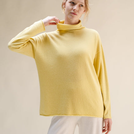 Cashmere Mix Relaxed High Neck Sweater (3D - Knit)