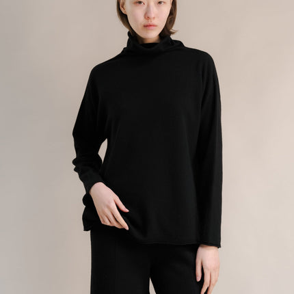 Cashmere Mix Relaxed High Neck Sweater (3D - Knit)