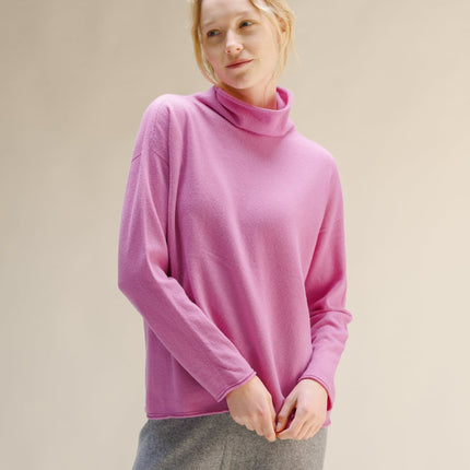 Cashmere Mix Relaxed High Neck Sweater (3D - Knit)