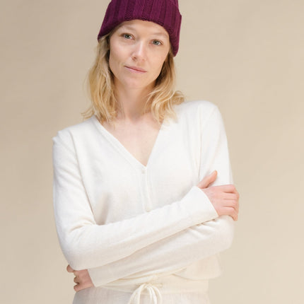 Cashmere Mix Ribbed Beanie