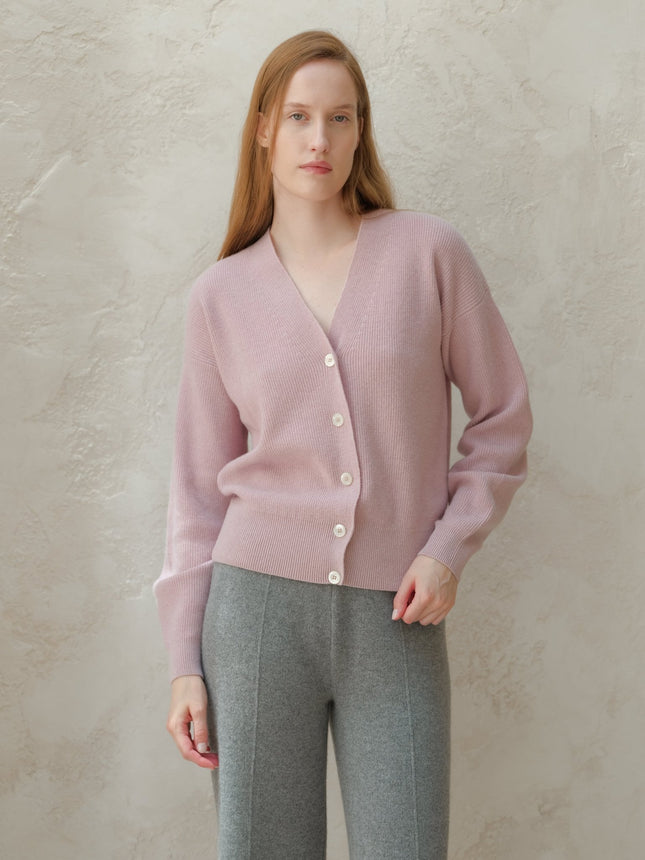 Cashmere Mix Ribbed Cardigan