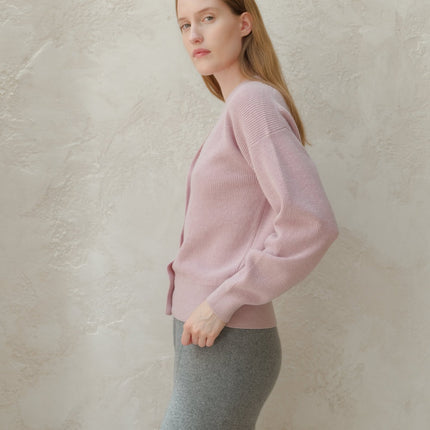 Cashmere Mix Ribbed Cardigan