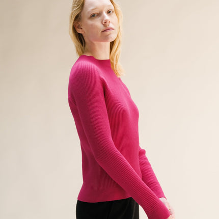 Cashmere Mix Ribbed Mock Neck Sweater (3D - Knit)