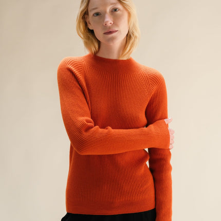 Cashmere Mix Ribbed Mock Neck Sweater (3D - Knit)