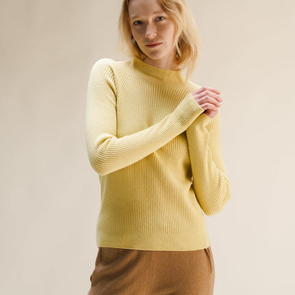 Cashmere Mix Ribbed Mock Neck Sweater (3D - Knit)