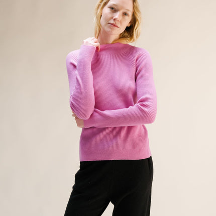 Cashmere Mix Ribbed Mock Neck Sweater (3D - Knit)