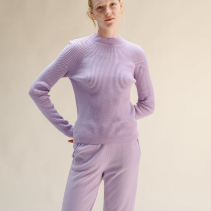 Cashmere Mix Ribbed Mock Neck Sweater (3D - Knit)