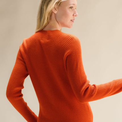 Cashmere Mix Ribbed Mock Neck Sweater (3D - Knit)