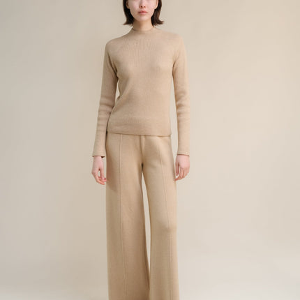 Cashmere Mix Ribbed Mock Neck Sweater (3D - Knit)