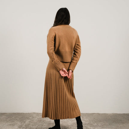 Cashmere Mix Roll - Up Cuff Crewneck Sweater