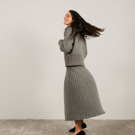 Cashmere Mix Roll - Up Cuff Crewneck Sweater