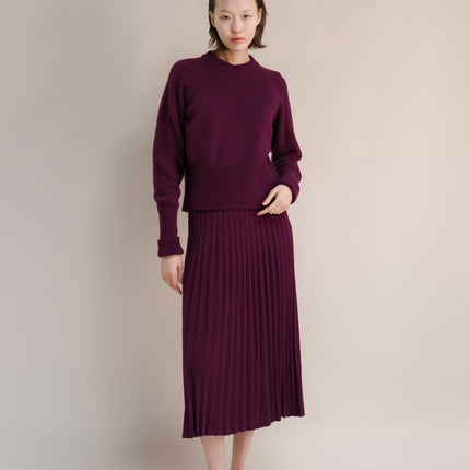 Cashmere Mix Roll - Up Cuff Crewneck Sweater