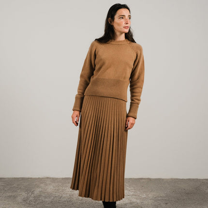 Cashmere Mix Roll - Up Cuff Crewneck Sweater