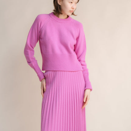 Cashmere Mix Roll - Up Cuff Crewneck Sweater