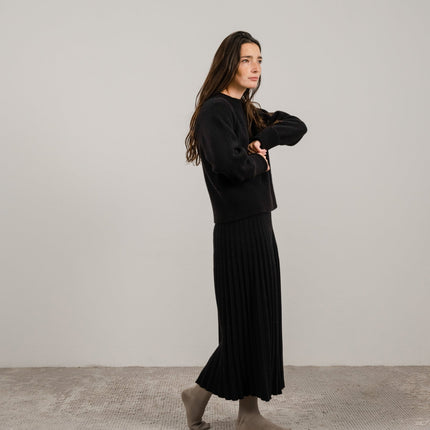 Cashmere Mix Roll - Up Cuff Crewneck Sweater