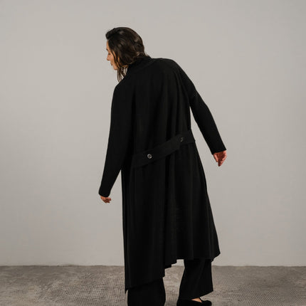 Cashmere Mix Shawl - Collar Maxi Cardigan