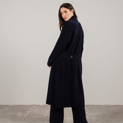 Cashmere Mix Shawl - Collar Maxi Cardigan