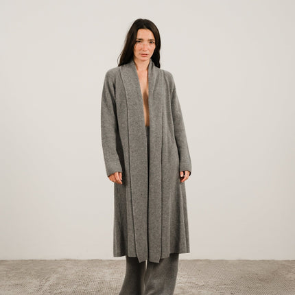 Cashmere Mix Shawl - Collar Maxi Cardigan