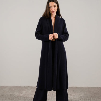 Cashmere Mix Shawl - Collar Maxi Cardigan