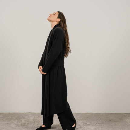 Cashmere Mix Shawl - Collar Maxi Cardigan