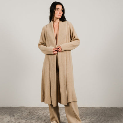 Cashmere Mix Shawl - Collar Maxi Cardigan
