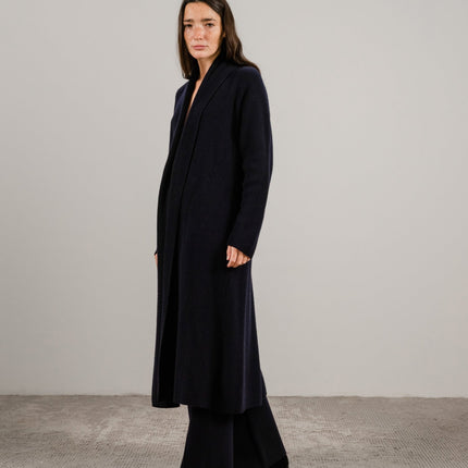 Cashmere Mix Shawl - Collar Maxi Cardigan