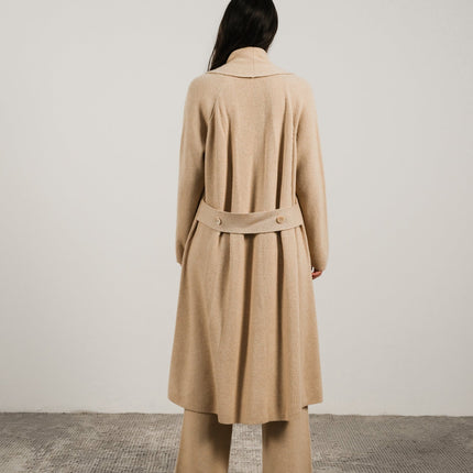 Cashmere Mix Shawl - Collar Maxi Cardigan