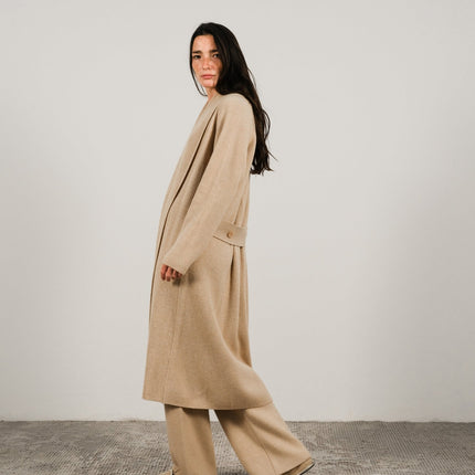 Cashmere Mix Shawl - Collar Maxi Cardigan