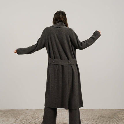 Cashmere Mix Shawl - Collar Maxi Cardigan