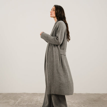Cashmere Mix Shawl - Collar Maxi Cardigan