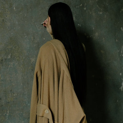 Cashmere Mix Shawl - Collar Maxi Cardigan