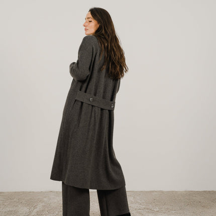 Cashmere Mix Shawl - Collar Maxi Cardigan