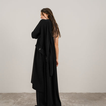 Cashmere Mix Shawl - Collar Maxi Cardigan