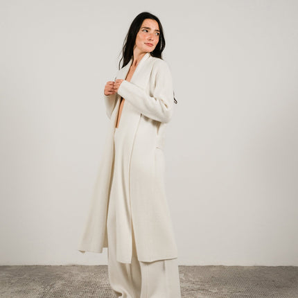 Cashmere Mix Shawl - Collar Maxi Cardigan