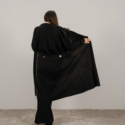 Cashmere Mix Shawl - Collar Maxi Cardigan