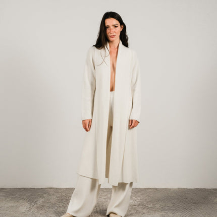 Cashmere Mix Shawl - Collar Maxi Cardigan