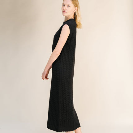 Cashmere Mix Sleeveless Cable Knit Dress