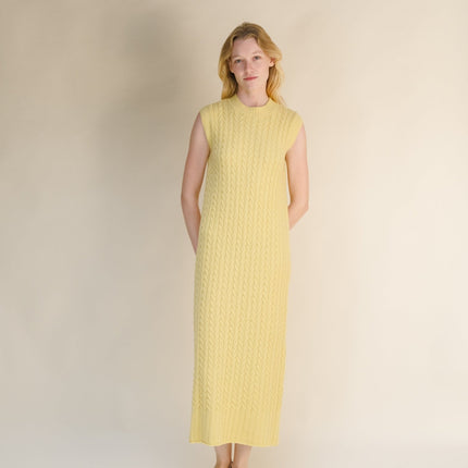Cashmere Mix Sleeveless Cable Knit Dress