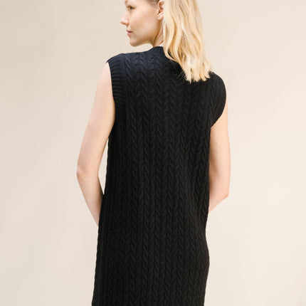 Cashmere Mix Sleeveless Cable Knit Dress