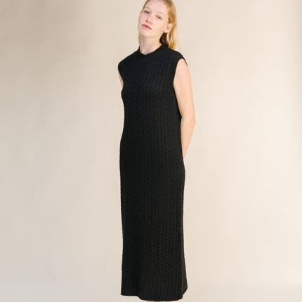 Cashmere Mix Sleeveless Cable Knit Dress