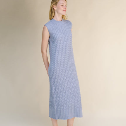 Cashmere Mix Sleeveless Cable Knit Dress