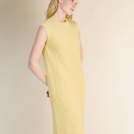 Cashmere Mix Sleeveless Cable Knit Dress