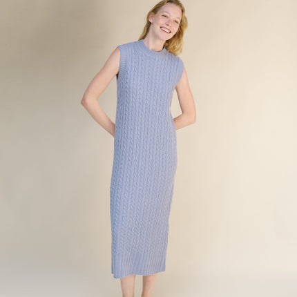 Cashmere Mix Sleeveless Cable Knit Dress